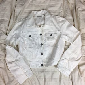 Chico’s White Cropped Jean Jacket Size 0 (XSmall)